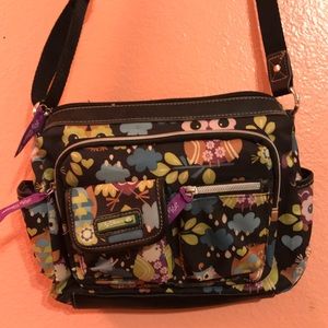 Lily bloom black owl crossbody